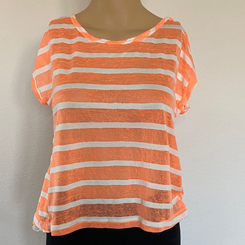 Vibrant Orange Striped Women's Tee